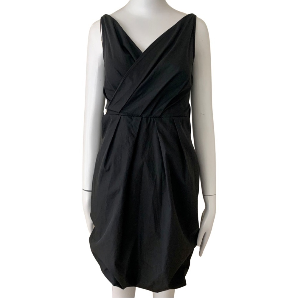 MARC JACOBS Bubble Hem Black Dress Cotton Poplin Sleeveless V-Neck LBD Size 4 - Picture 1 of 15